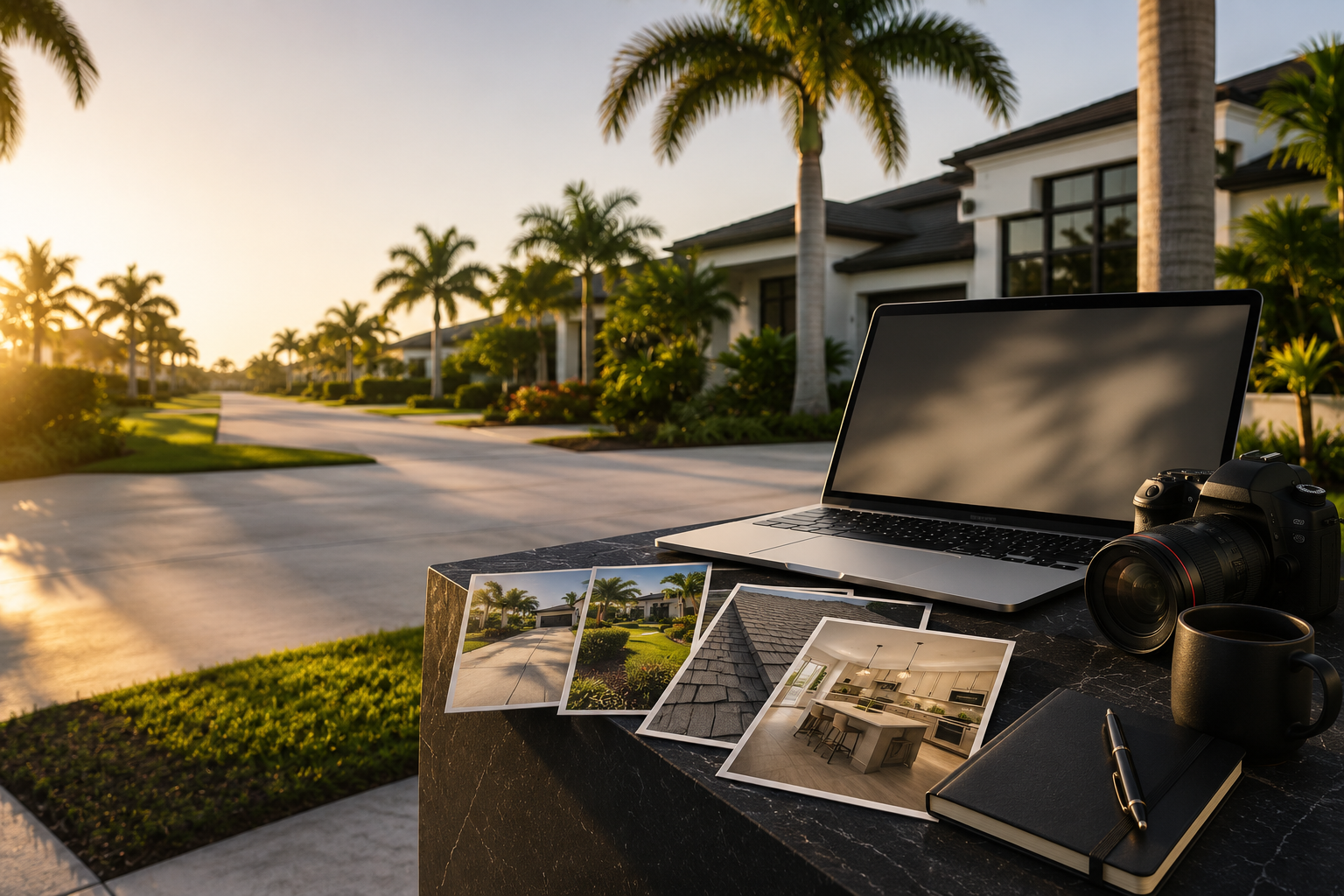 TradeProof Media workspace overlooking a Sarasota neighborhood