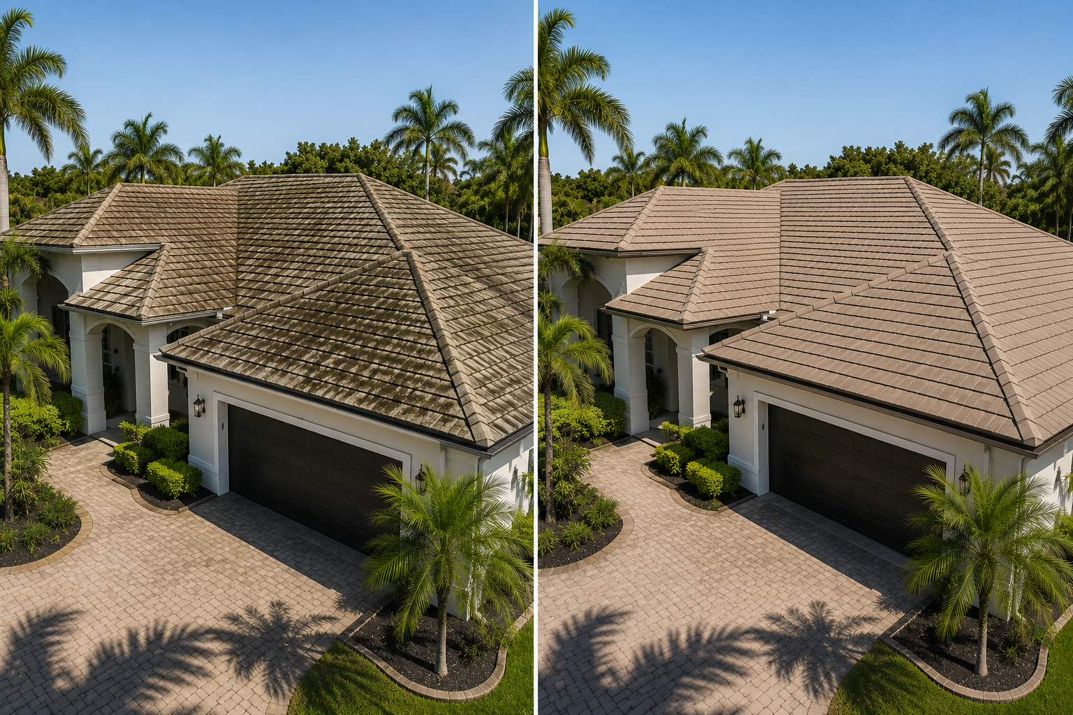 Roof replacement before and after in Florida